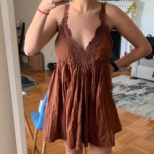 Free People Breathless Mini Dress - Copper